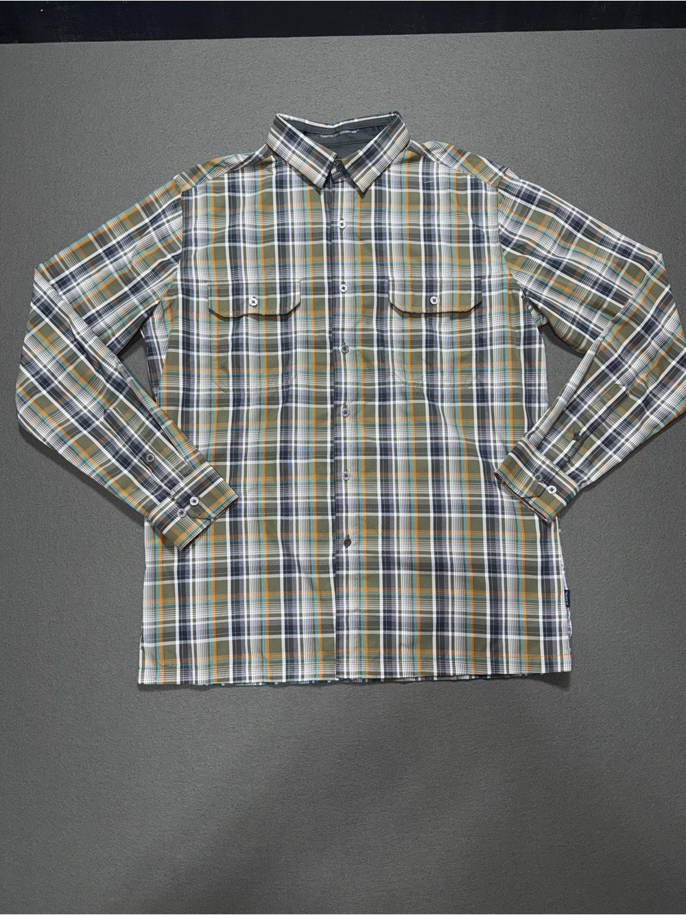 Kuhl Men's Plaid Button-Down Shirt in Green and Yellow Medium